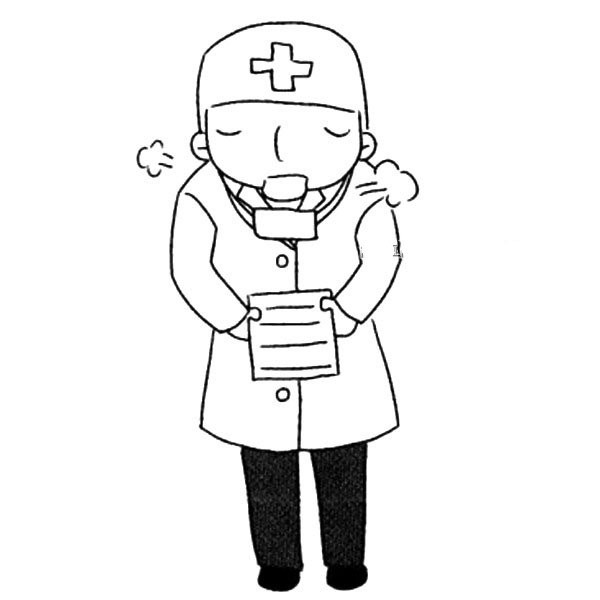 Tired doctor simple drawing picture