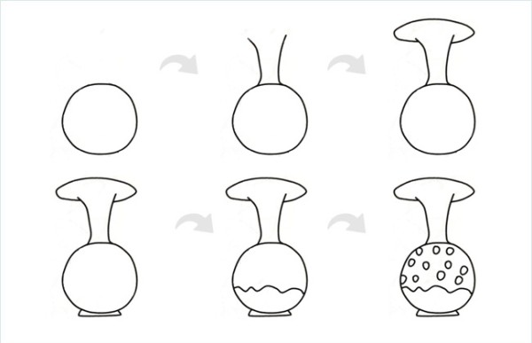 Step-by-step picture tutorial on how to draw a simple vase