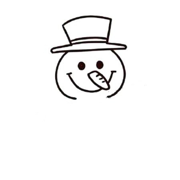 Simple drawing tutorial of happy snowman