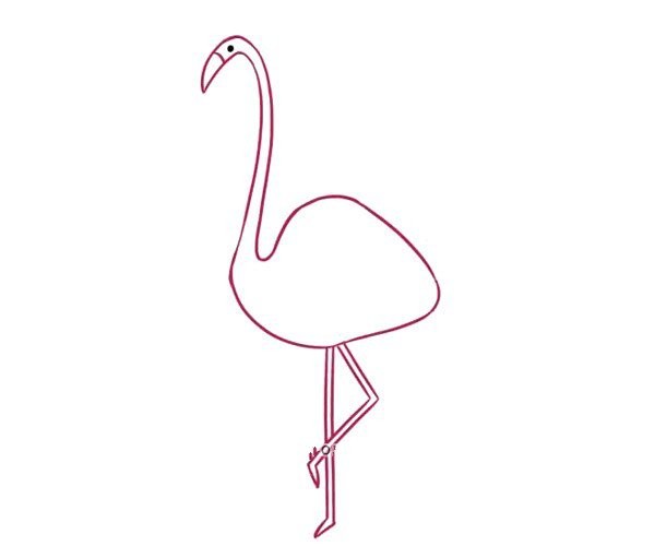 Beautiful simple drawing of flamingo