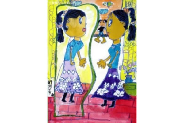 Appreciation of childrens paintings--Mom looking in the mirror