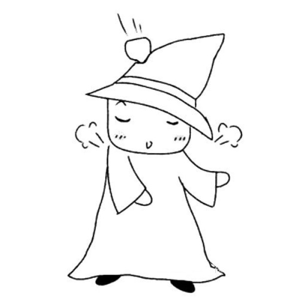 Simple drawing pictures of various images of witches