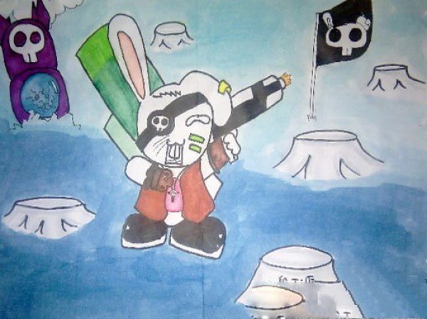 Childrens drawings of Halloween pictures-Bunnys Halloween Night