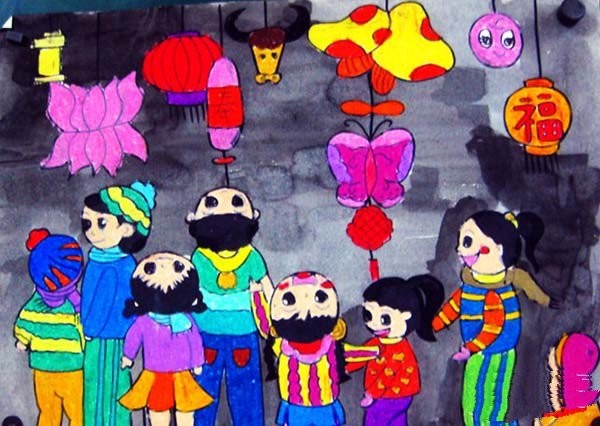 Childrens drawings for the Lantern Festival on the 15th day of the first lunar month 2017