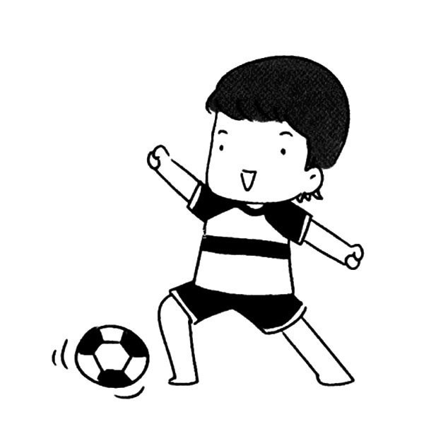 Football boy simple strokes picture