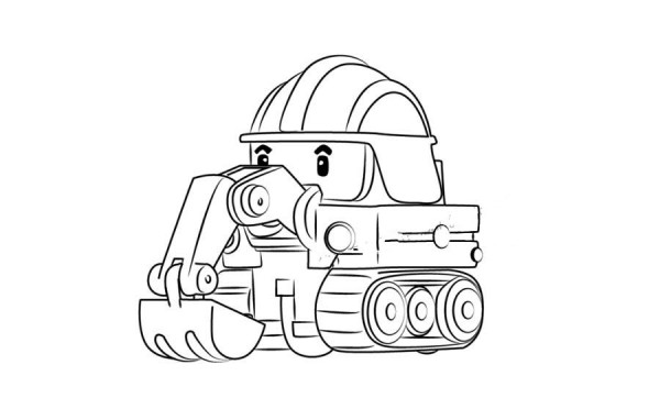 Police Car Purley Excavator Pocket Simple Drawing