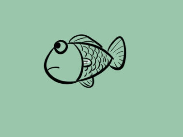 Simple drawing of green cartoon fish