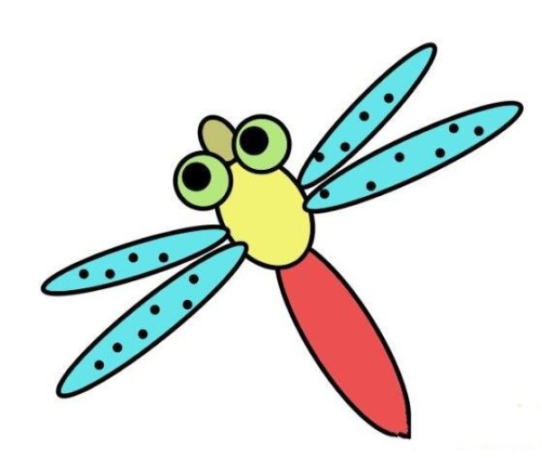 How to draw a colorful cartoon dragonfly