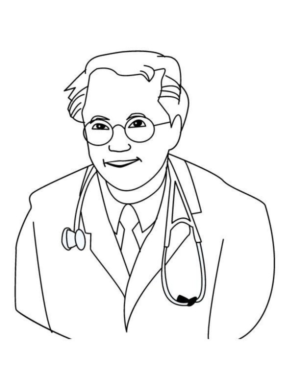 How to draw a young doctor in simple strokes