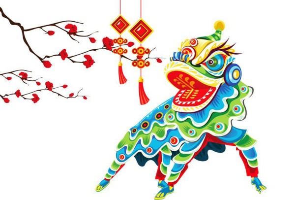 Four New Year Lion Dance Illustration Pictures