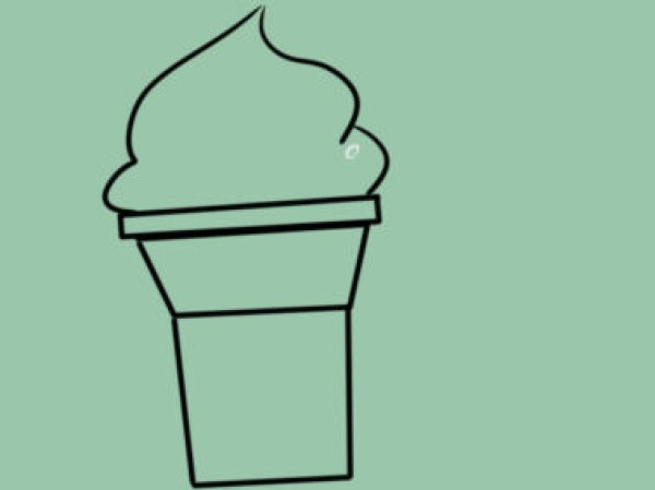 Simple drawing of ice cream that is about to melt