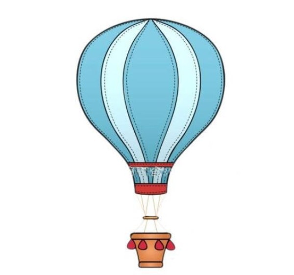 How to draw a blue hot air balloon