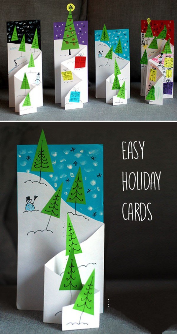 How to make winter New Year greeting cards