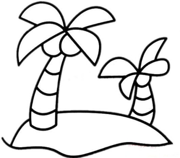 How to draw a colored coconut tree