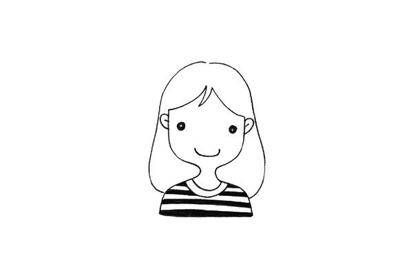 Super cute black and white line drawings of a group of girls