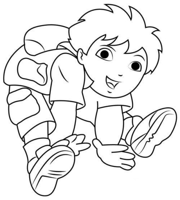 Childrens black and white simple drawing pictures of Diego