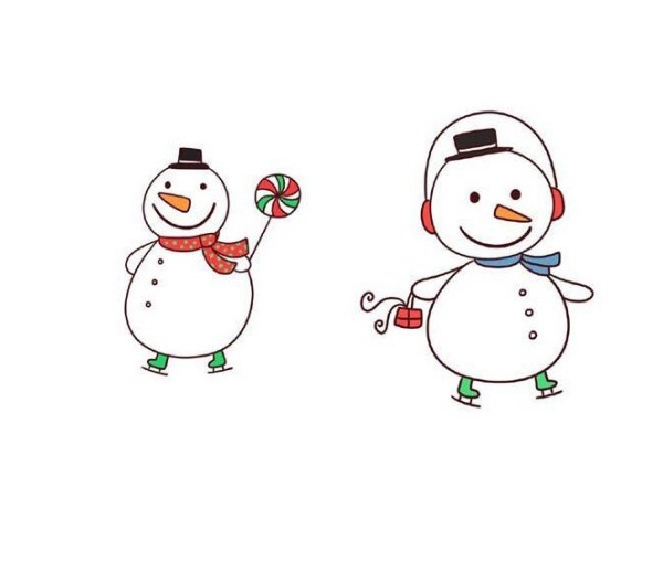 Christmas simple drawing material cute snowman