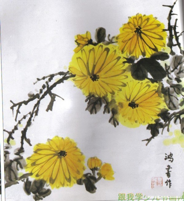 Childrens paintings of Double Ninth Festival pictures - The fragrance of chrysanthemums