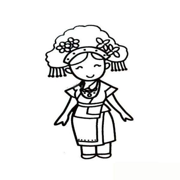 Simple drawing of little girl from Gaoshan tribe