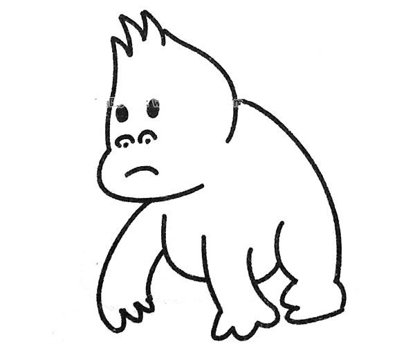 Sad orangutan simple drawing picture