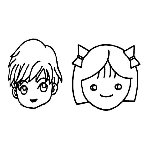 Character avatar simple drawing material little boy little girl and mother