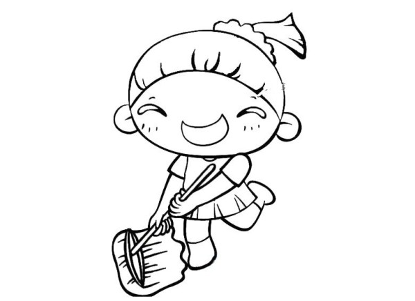 little girl mopping the floor