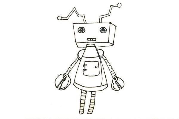 Draw robots with rectangles and triangles, cute and cute!