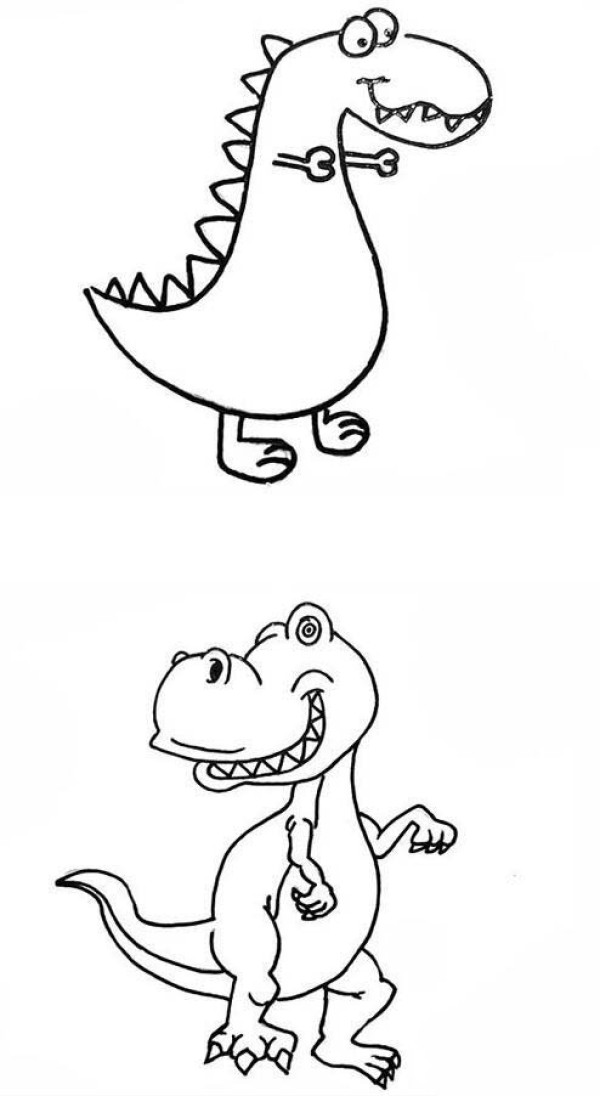 How to draw cute cartoon dinosaurs