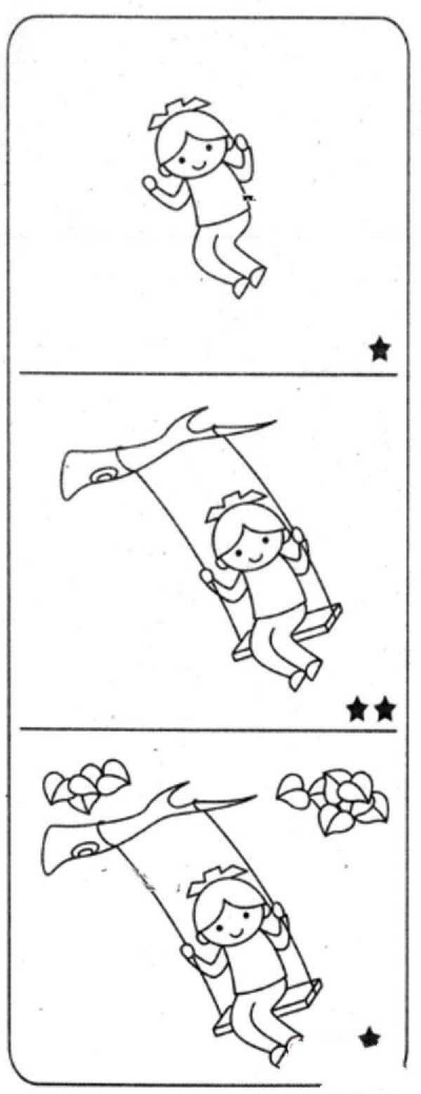 Swing simple drawing tutorial step by step pictures: How to draw a girl swinging