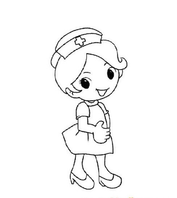 Beautiful little nurse simple drawing picture