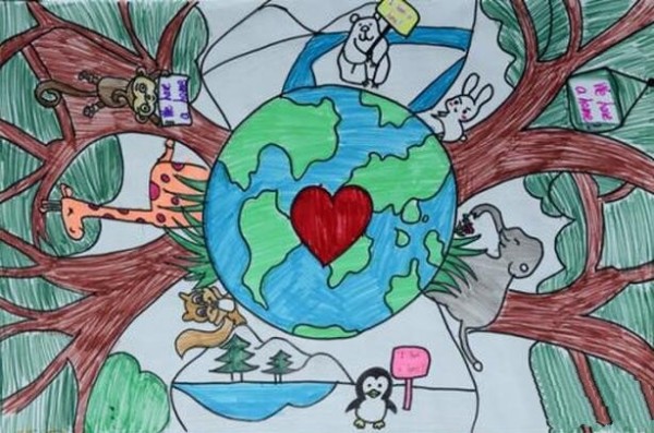 Excellent works of childrens paintings for Arbor Day - Earth, Our Common Home