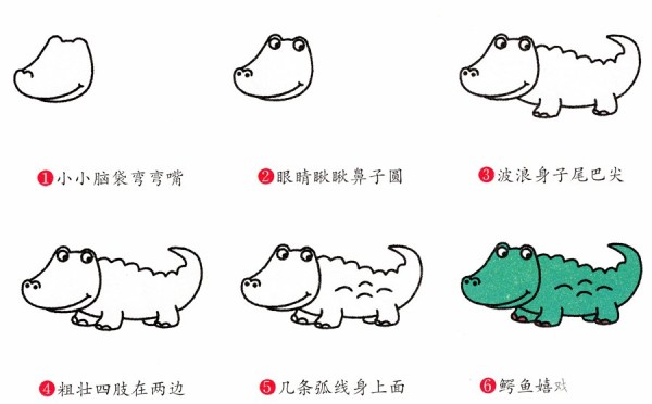 How to draw a green crocodile