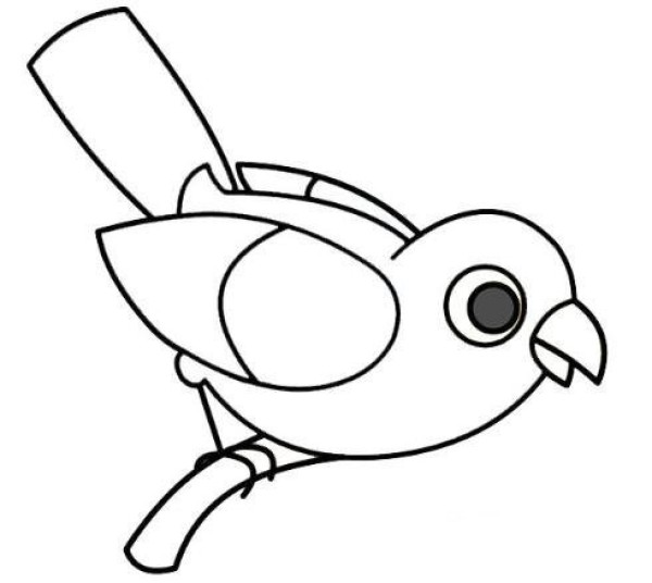 Simple drawing of cuckoo bird singing on the branch