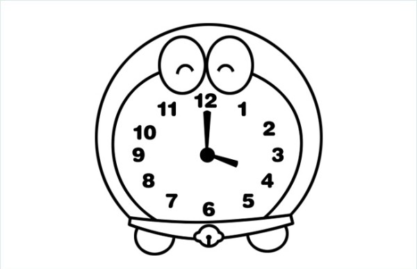 Simple drawing of Doraemon alarm clock including step diagrams