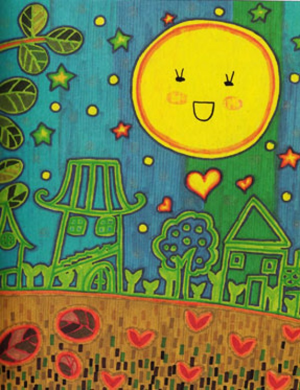 Mid-Autumn Festival themed childrens painting-Mid-Autumn Festival full moon night