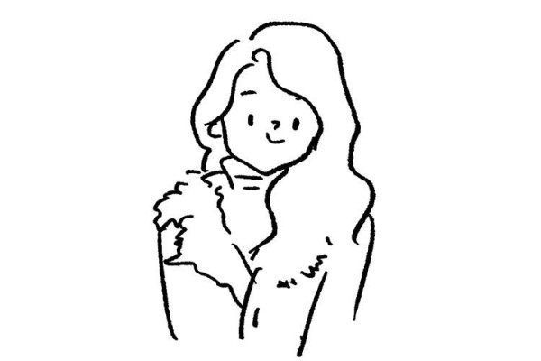 Simple drawing of girl in winter