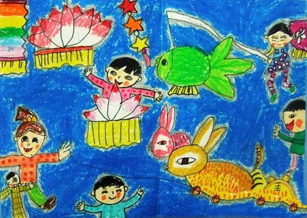 Children’s paintings to celebrate the Lantern Festival in 2017 and watch the lanterns