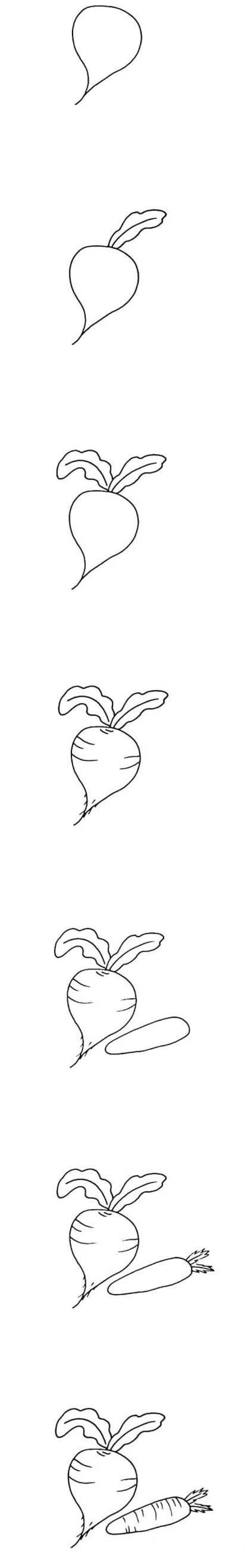 How to draw cute and beautiful radish