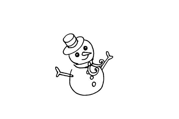 Simple drawing tutorial of snowman in the snow