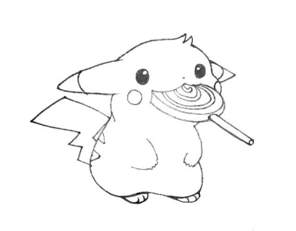 Pikachu eats lollipop