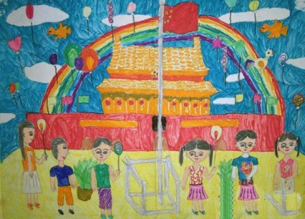 Childrens drawings for primary school students on National Day - National Day in October