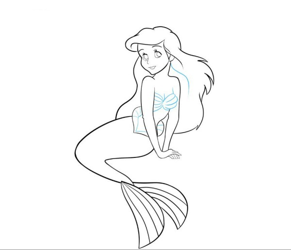 How to draw cartoon mermaid