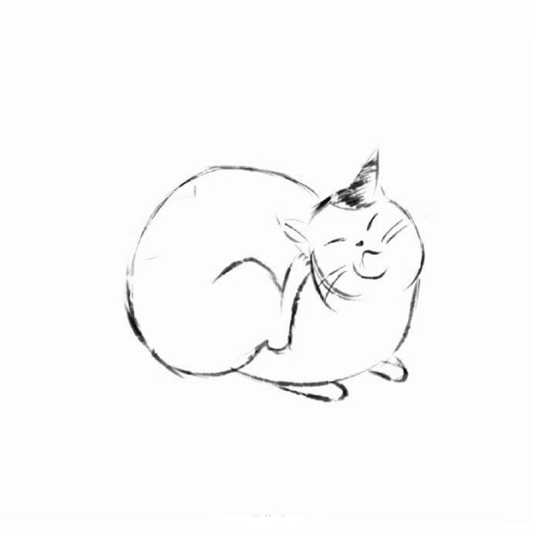 Simple drawing of cats back