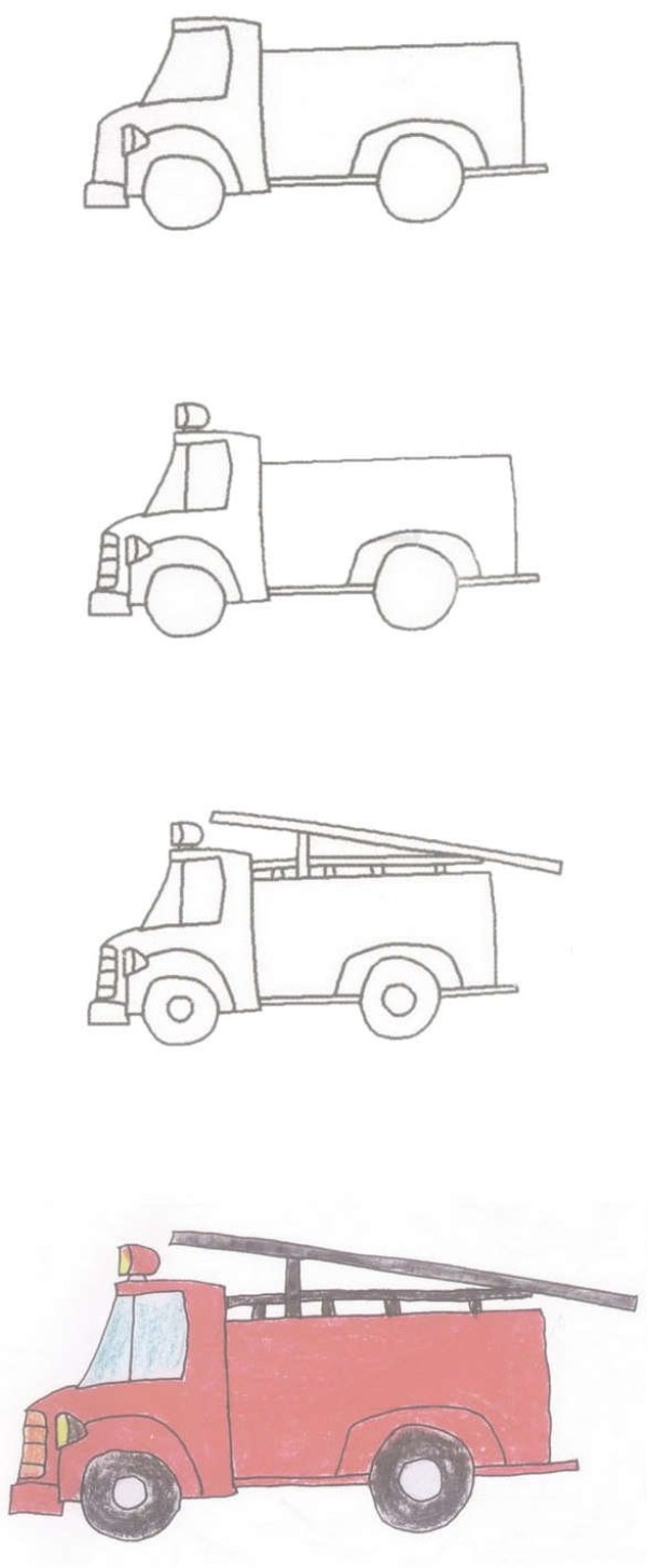 How to draw a fire truck for children