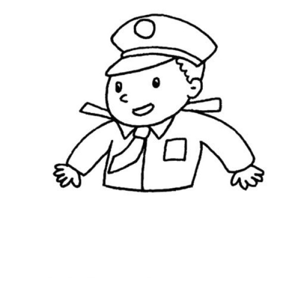 Simple drawing of young policeman