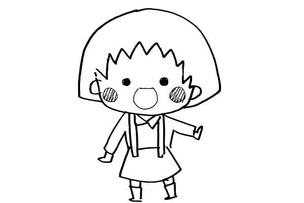 Cute simple drawing of Chibi Maruko-chan that can be done with just one pen