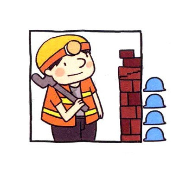 Draw a construction worker in four steps