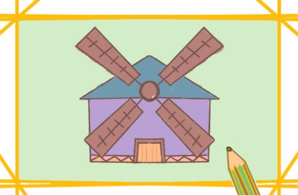 Simple drawing of ancient windmill