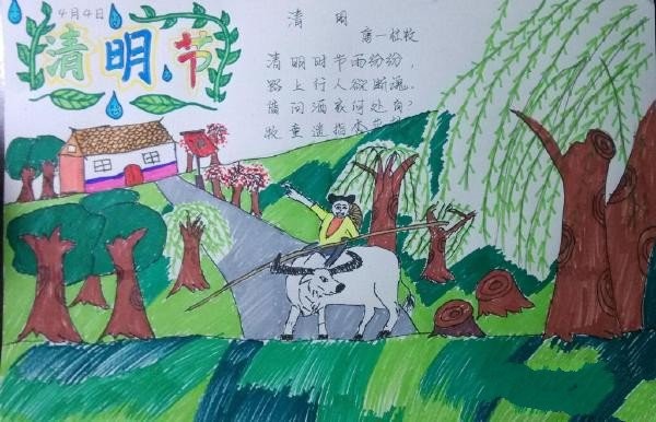 Childrens drawings of Qingming Festival pictures - scenery of Qingming Festival