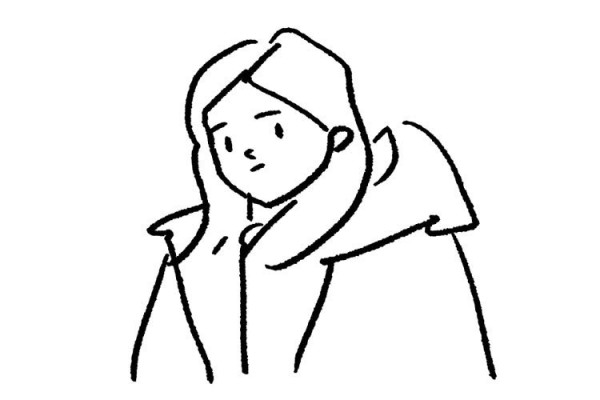 Simple drawing of girl in winter